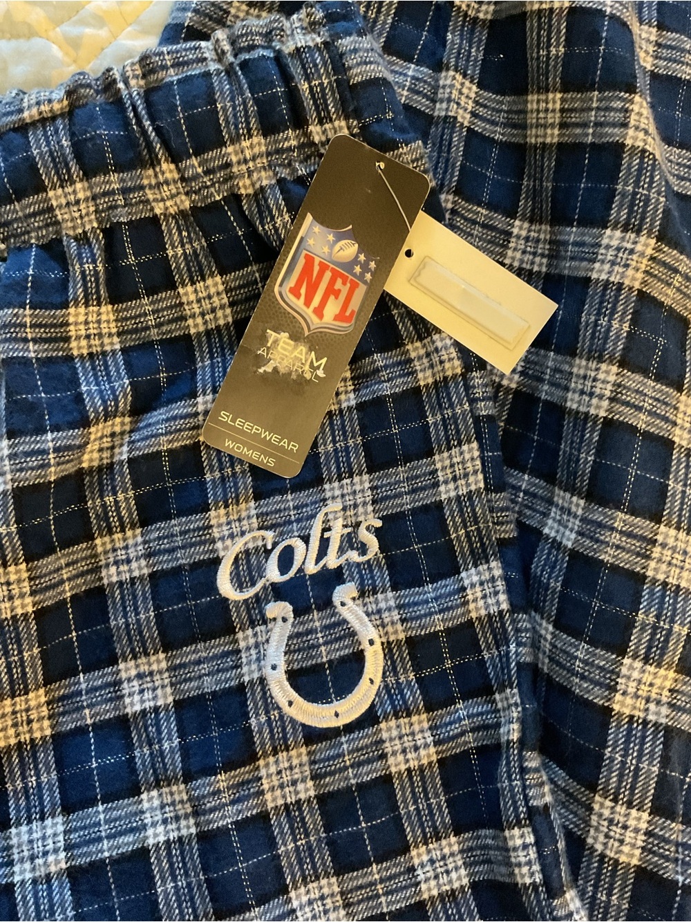 NFL Navy and White Plaid Kids Pajama Bottoms
